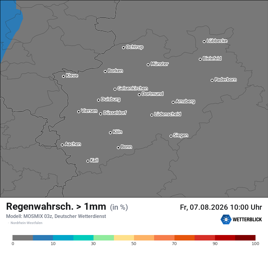 Modellkarte MOSMIX – prob_rain_1 – nrw