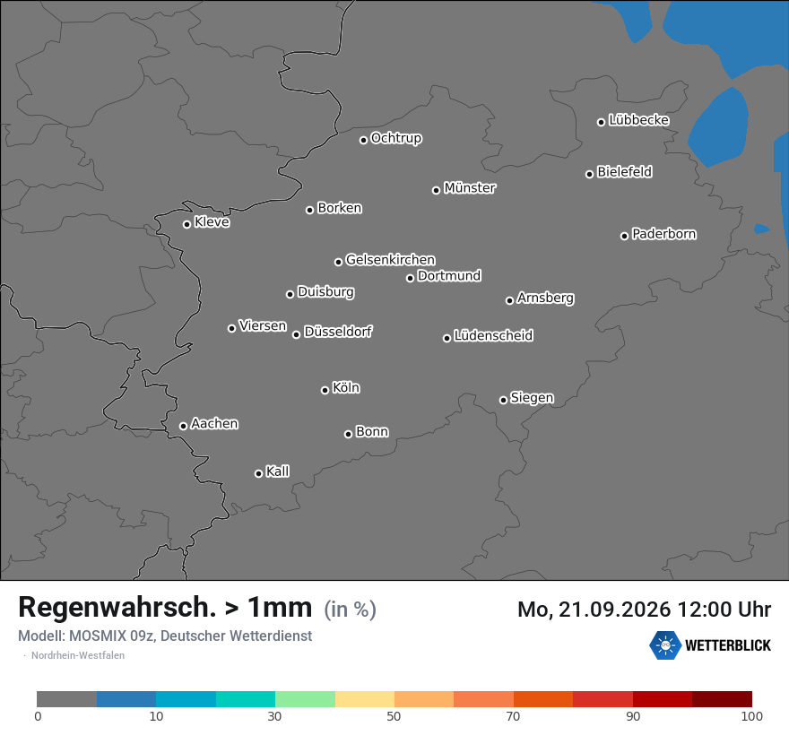 Modellkarte MOSMIX – prob_rain_1 – nrw