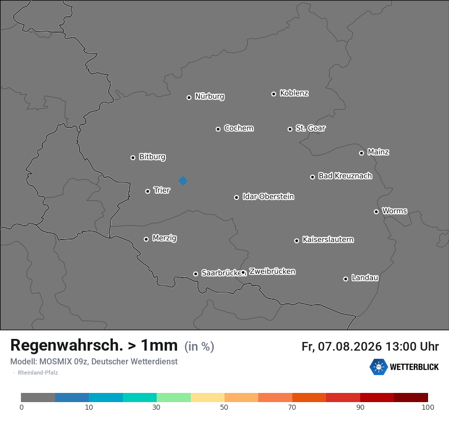 Modellkarte MOSMIX – prob_rain_1 – rp