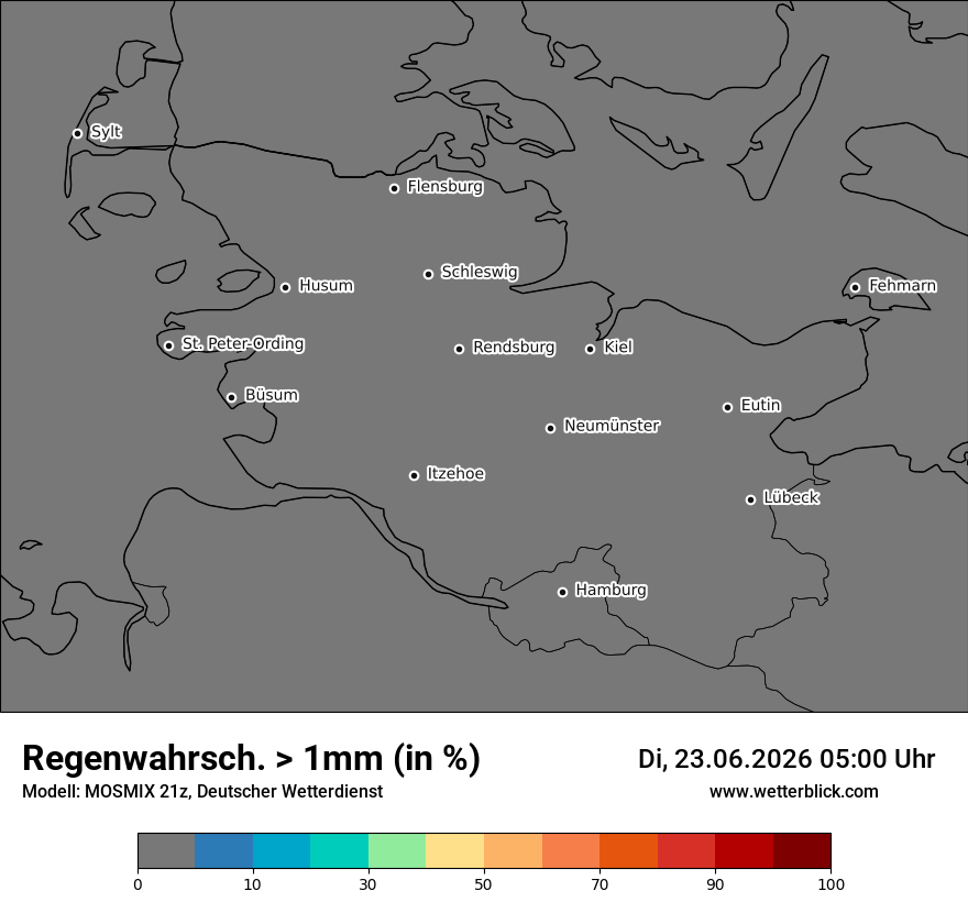 Modellkarte MOSMIX – prob_rain_1 – sh