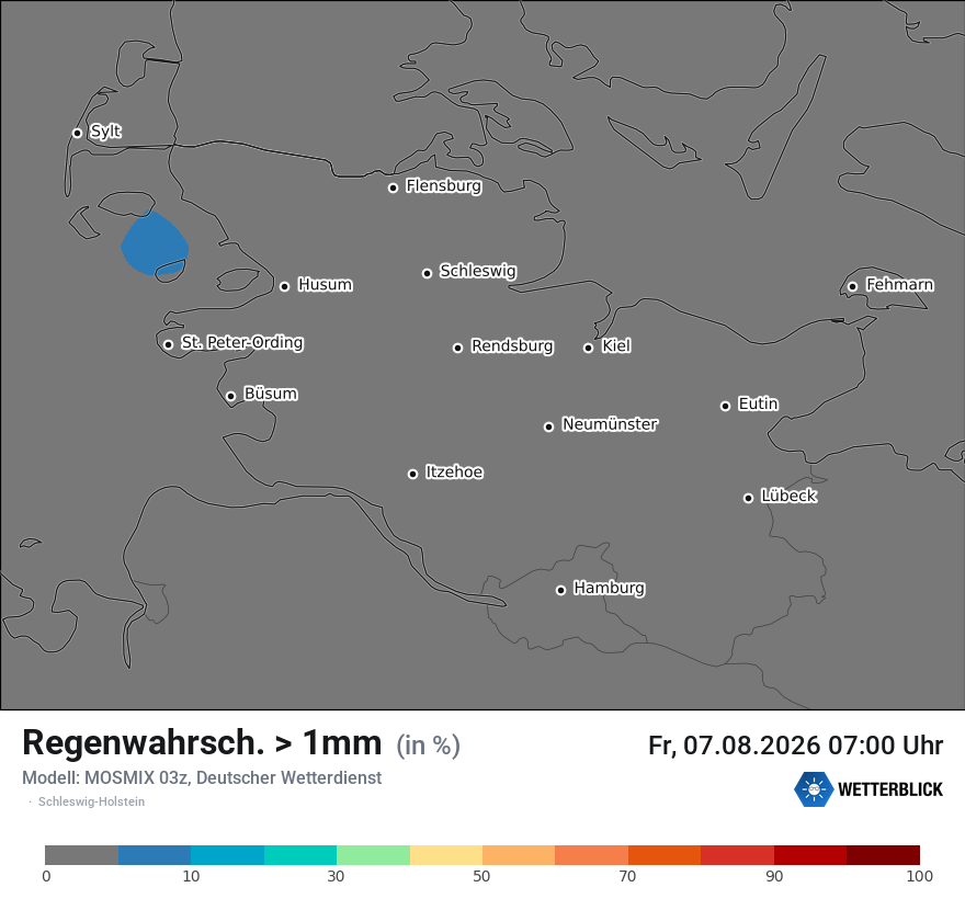 Modellkarte MOSMIX – prob_rain_1 – sh