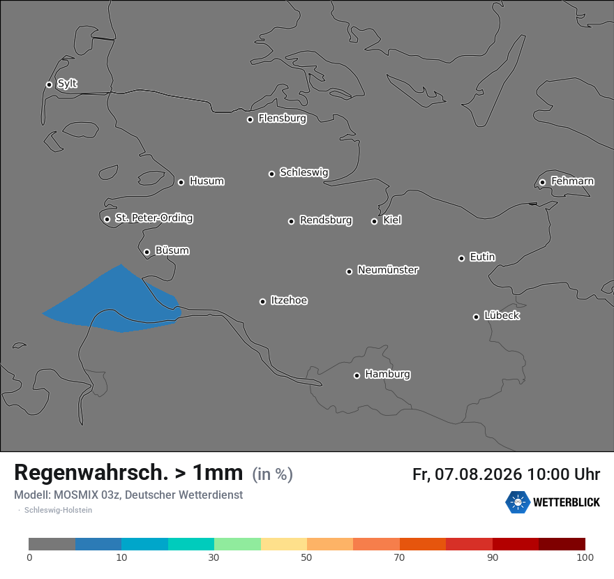 Modellkarte MOSMIX – prob_rain_1 – sh