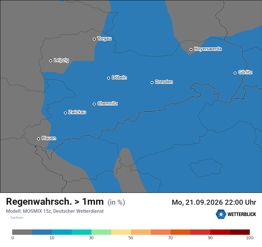 Modellkarte MOSMIX – prob_rain_1 – sn