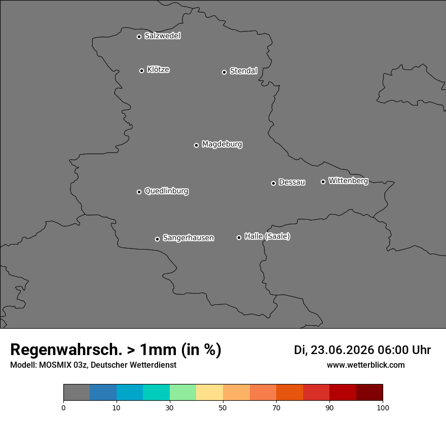 Modellkarte MOSMIX – prob_rain_1 – st