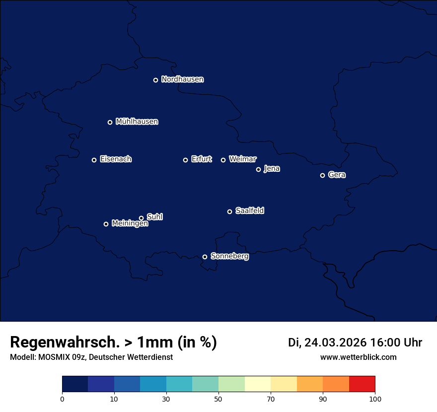 Modellkarte MOSMIX – prob_rain_1 – th