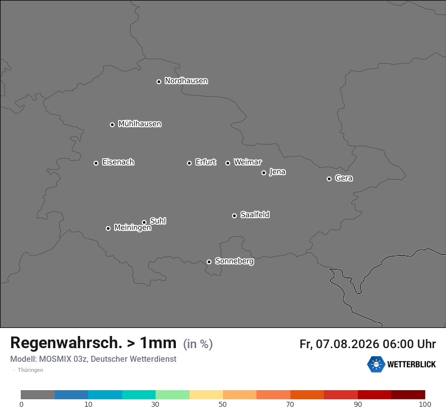 Modellkarte MOSMIX – prob_rain_1 – th