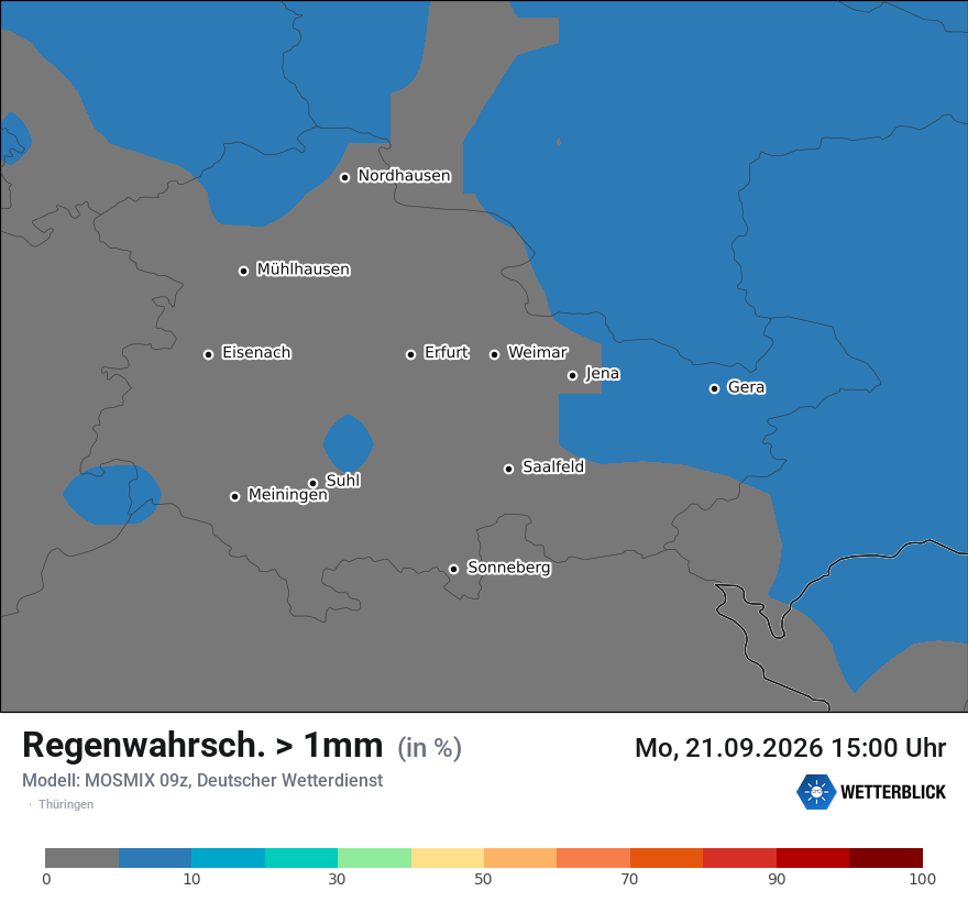 Modellkarte MOSMIX – prob_rain_1 – th