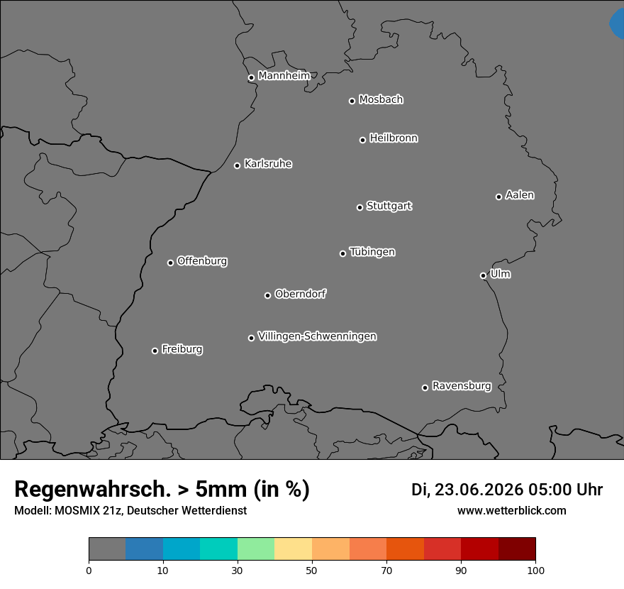 Modellkarte MOSMIX – prob_rain_5 – bw
