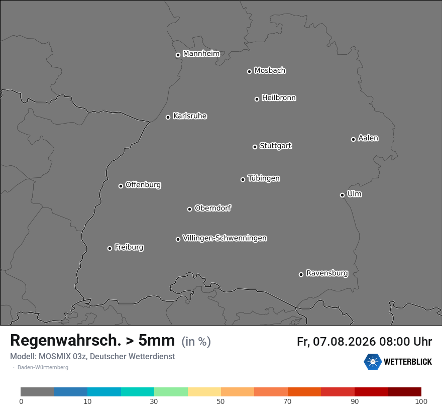 Modellkarte MOSMIX – prob_rain_5 – bw