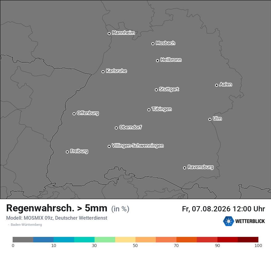 Modellkarte MOSMIX – prob_rain_5 – bw