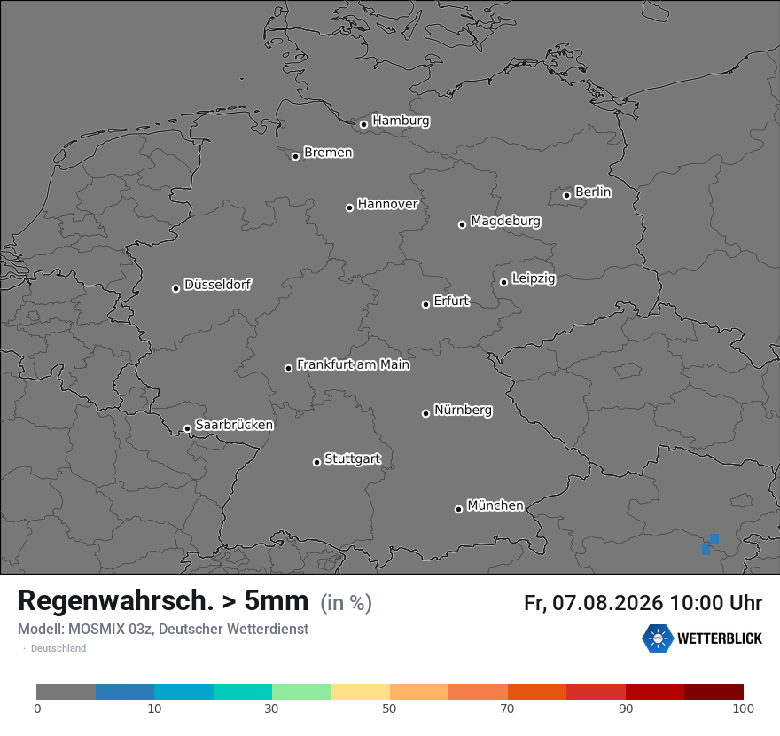 Modellkarte MOSMIX – prob_rain_5 – deutschland