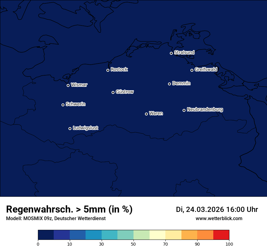 Modellkarte MOSMIX – prob_rain_5 – mv