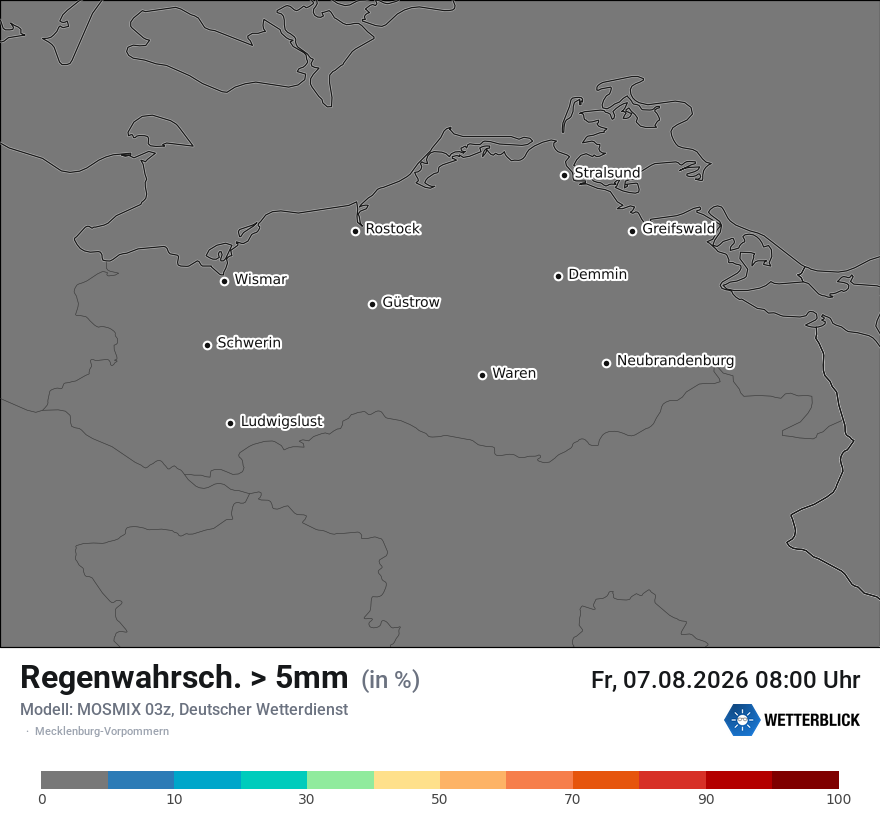 Modellkarte MOSMIX – prob_rain_5 – mv
