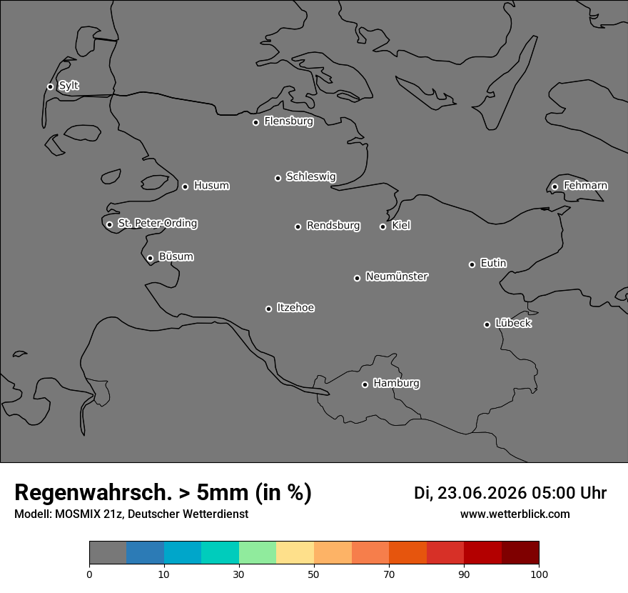 Modellkarte MOSMIX – prob_rain_5 – sh