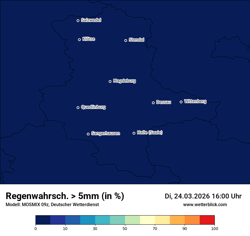 Modellkarte MOSMIX – prob_rain_5 – st