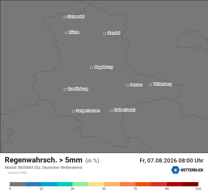 Modellkarte MOSMIX – prob_rain_5 – st