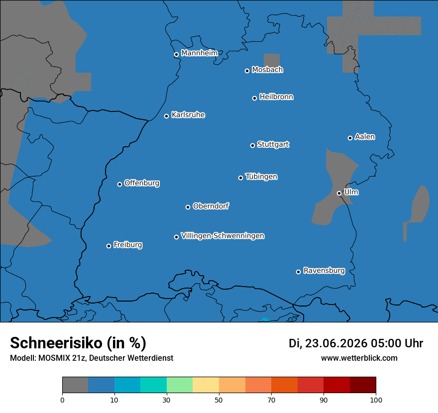 Modellkarte MOSMIX – schnee – bw