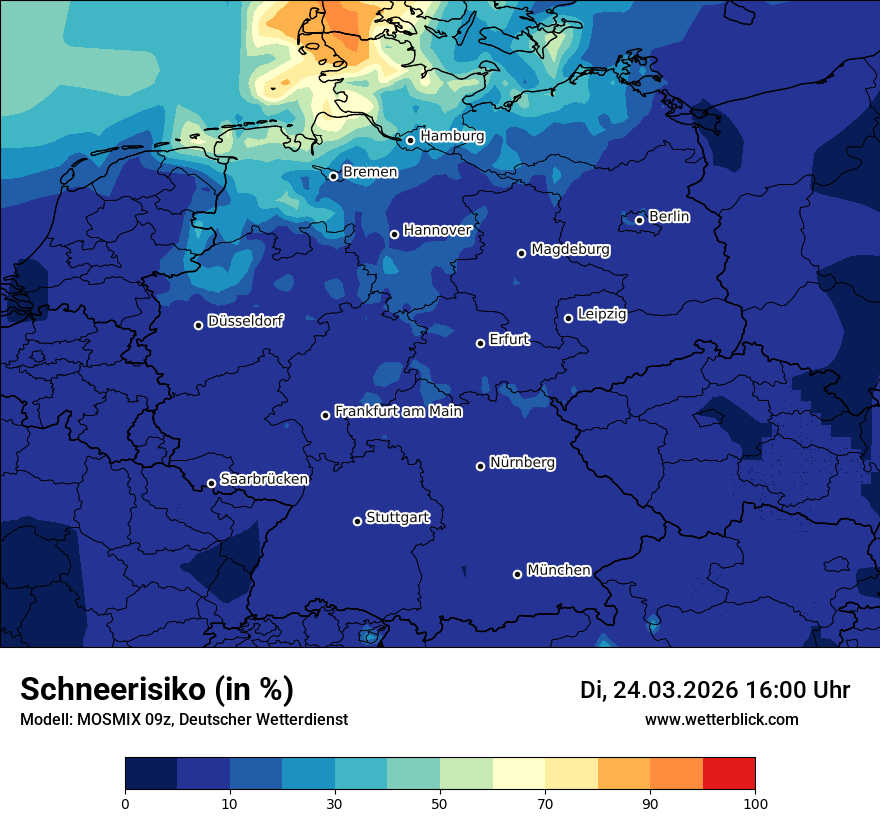 Modellkarte MOSMIX – schnee – deutschland