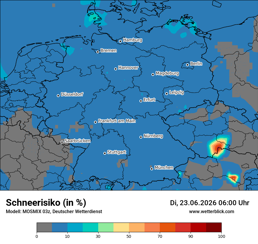 Modellkarte MOSMIX – schnee – deutschland
