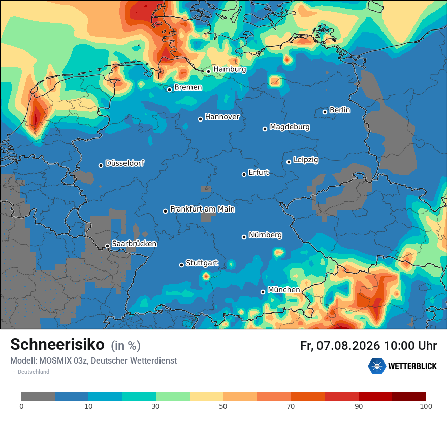 Modellkarte MOSMIX – schnee – deutschland