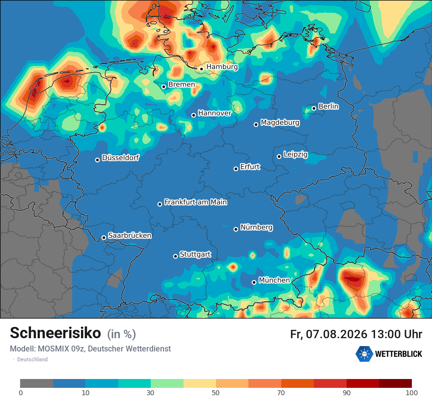 Modellkarte MOSMIX – schnee – deutschland