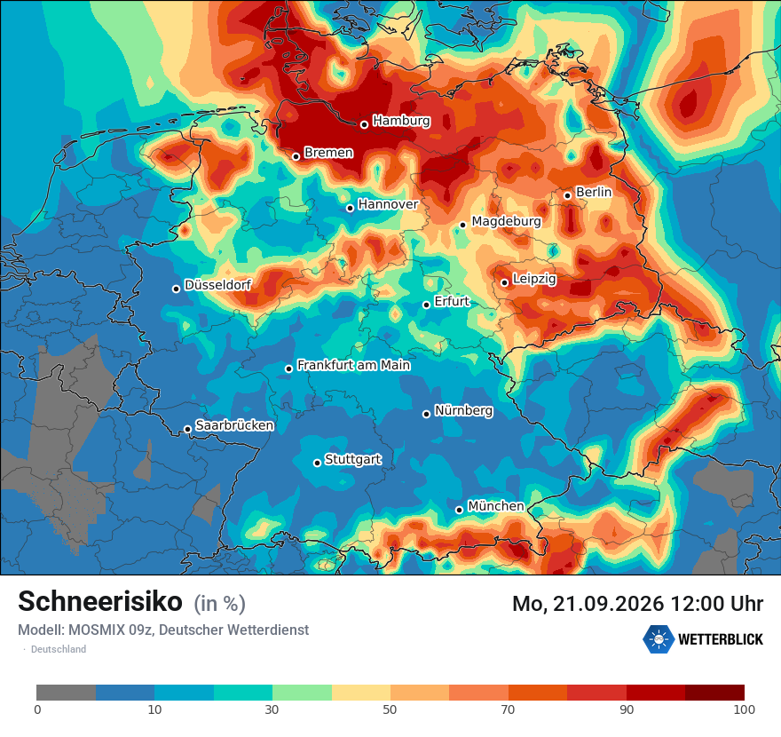 Modellkarte MOSMIX – schnee – deutschland