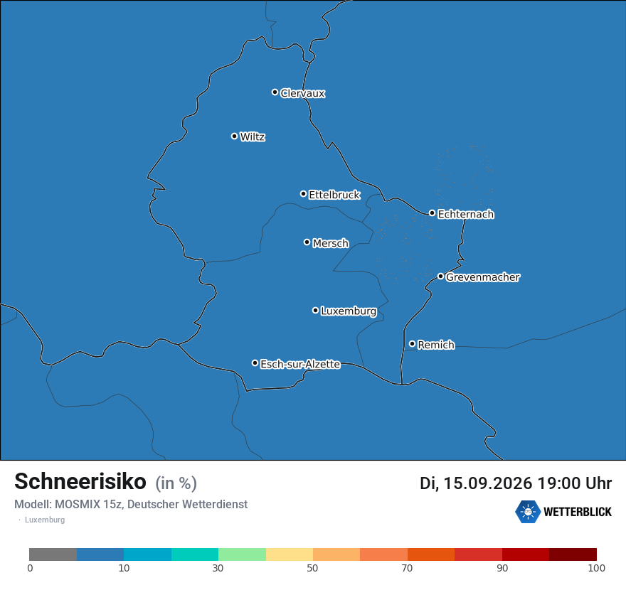 Modellkarte MOSMIX – schnee – luxemburg