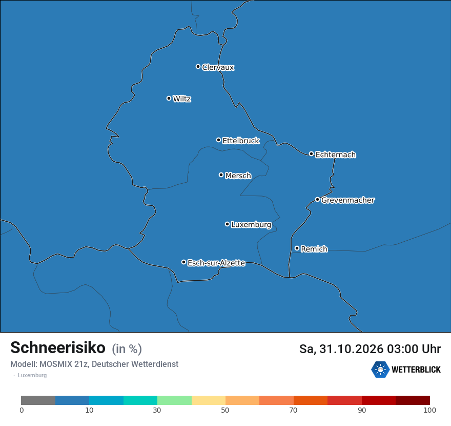 Modellkarte MOSMIX – schnee – luxemburg