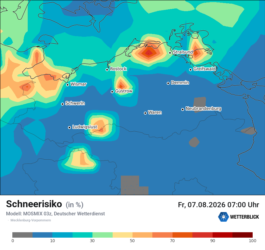 Modellkarte MOSMIX – schnee – mv