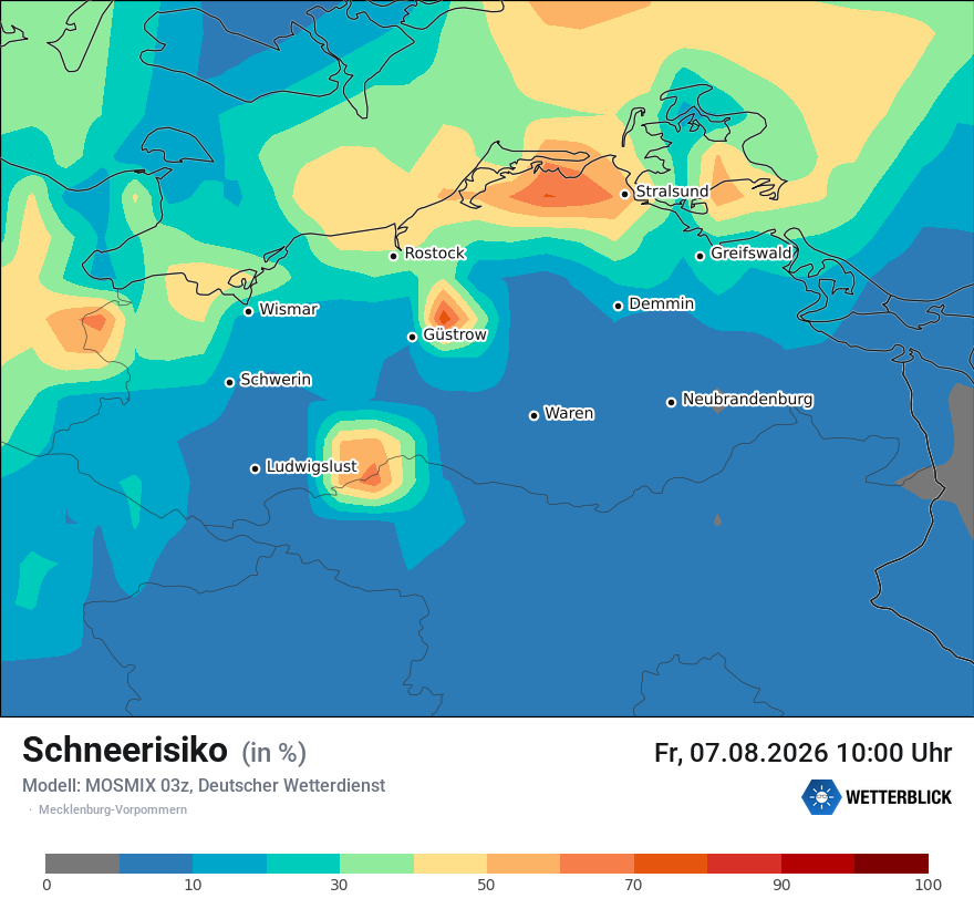 Modellkarte MOSMIX – schnee – mv