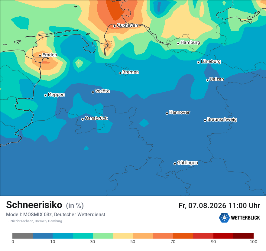 Modellkarte MOSMIX – schnee – ni
