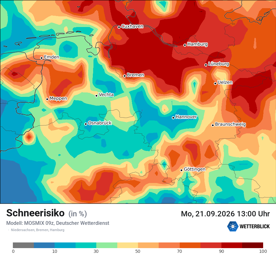 Modellkarte MOSMIX – schnee – ni