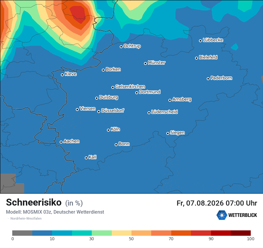 Modellkarte MOSMIX – schnee – nrw