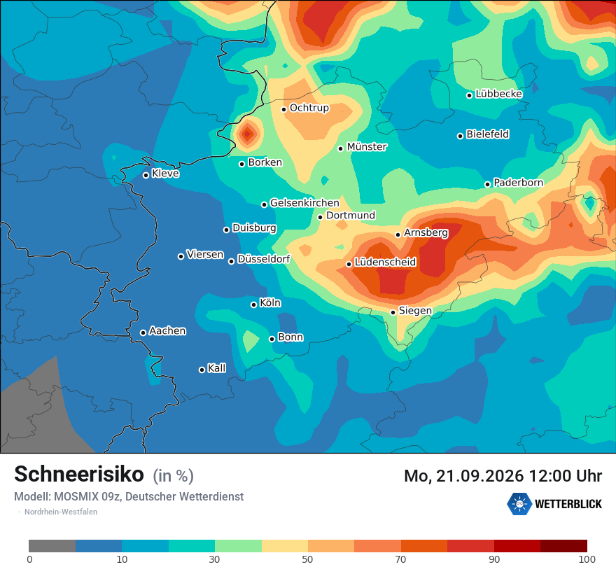 Modellkarte MOSMIX – schnee – nrw