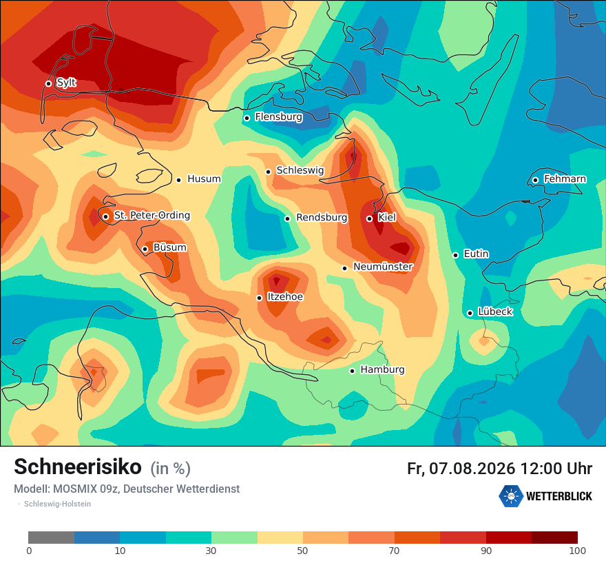 Modellkarte MOSMIX – schnee – sh