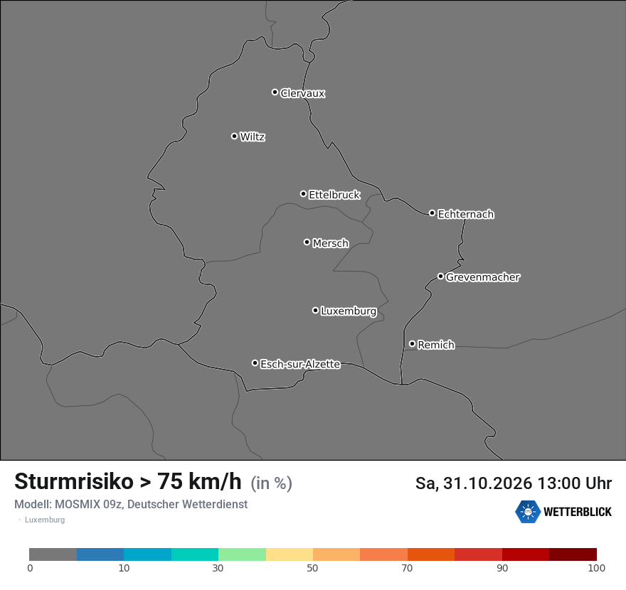 Modellkarte MOSMIX – sturm – luxemburg