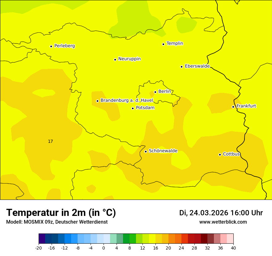 Modellkarte MOSMIX – t2m – bb