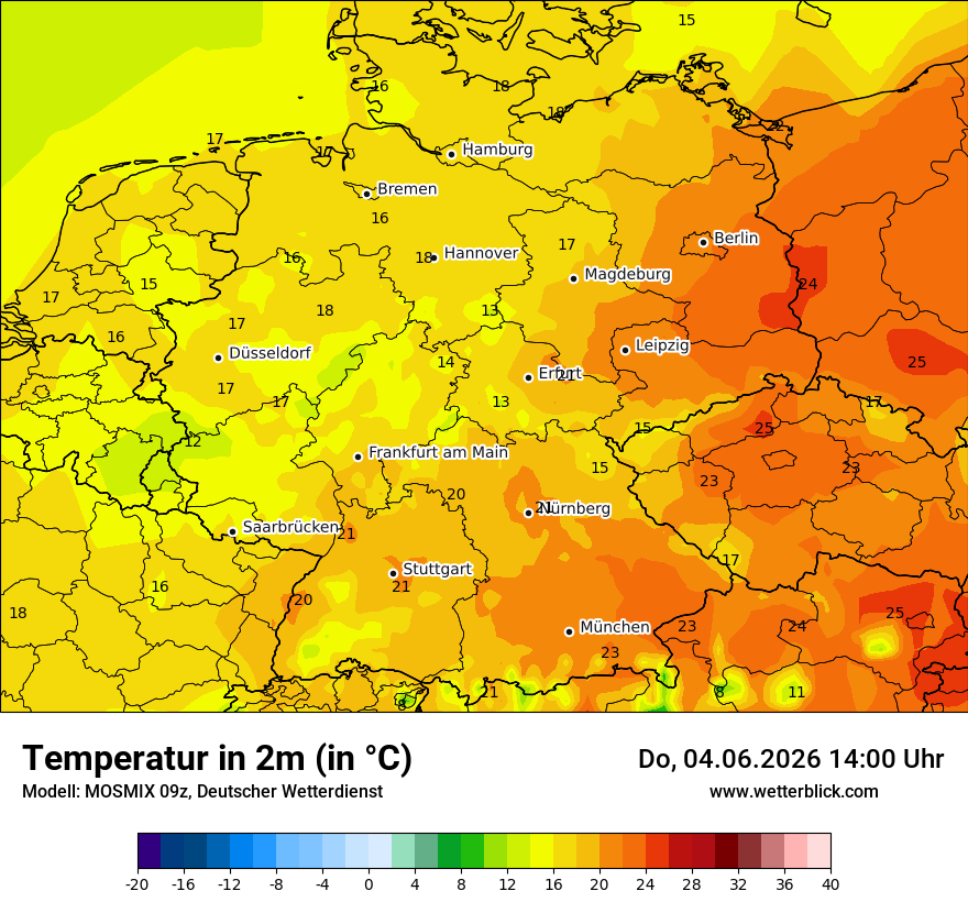 Modellkarte MOSMIX – t2m – deutschland