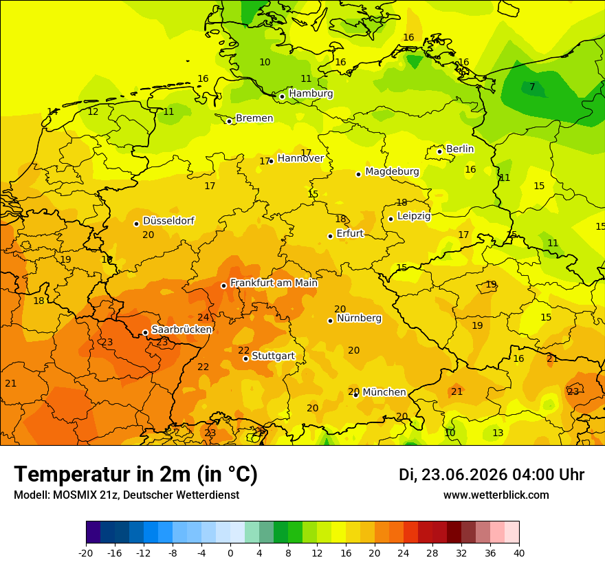 Modellkarte MOSMIX – t2m – deutschland