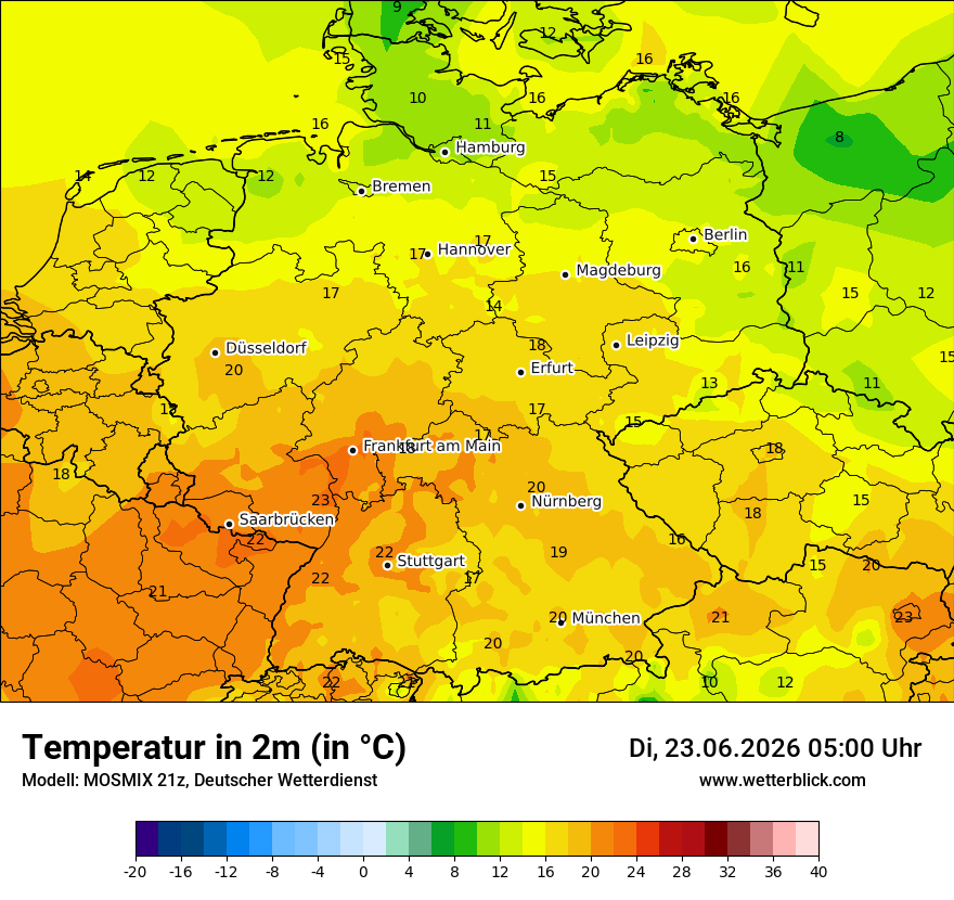 Modellkarte MOSMIX – t2m – deutschland