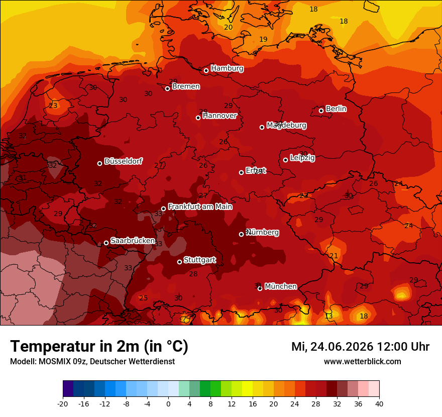 Modellkarte MOSMIX – t2m – deutschland