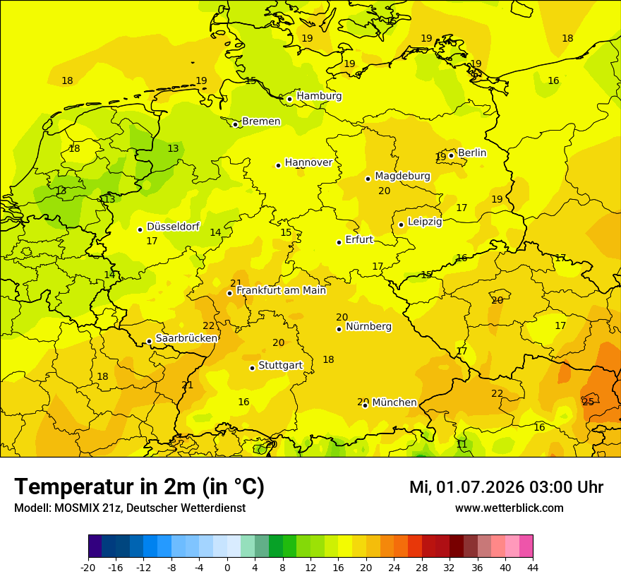 Modellkarte MOSMIX – t2m – deutschland