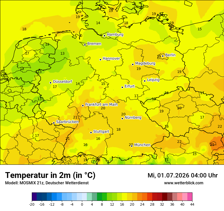 Modellkarte MOSMIX – t2m – deutschland