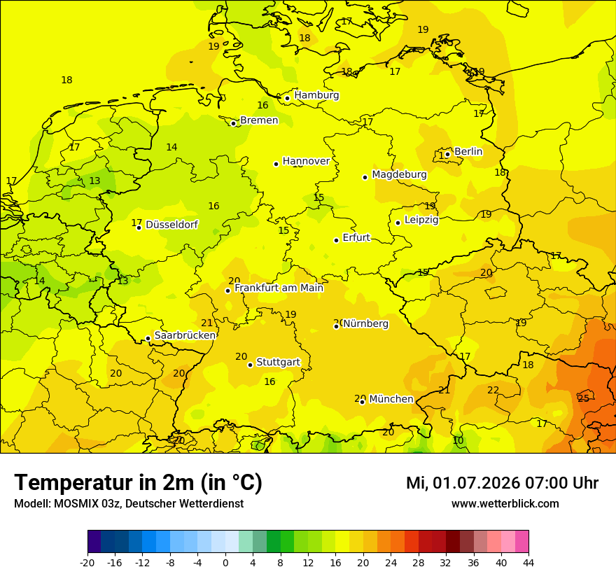Modellkarte MOSMIX – t2m – deutschland