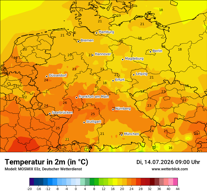 Modellkarte MOSMIX – t2m – deutschland