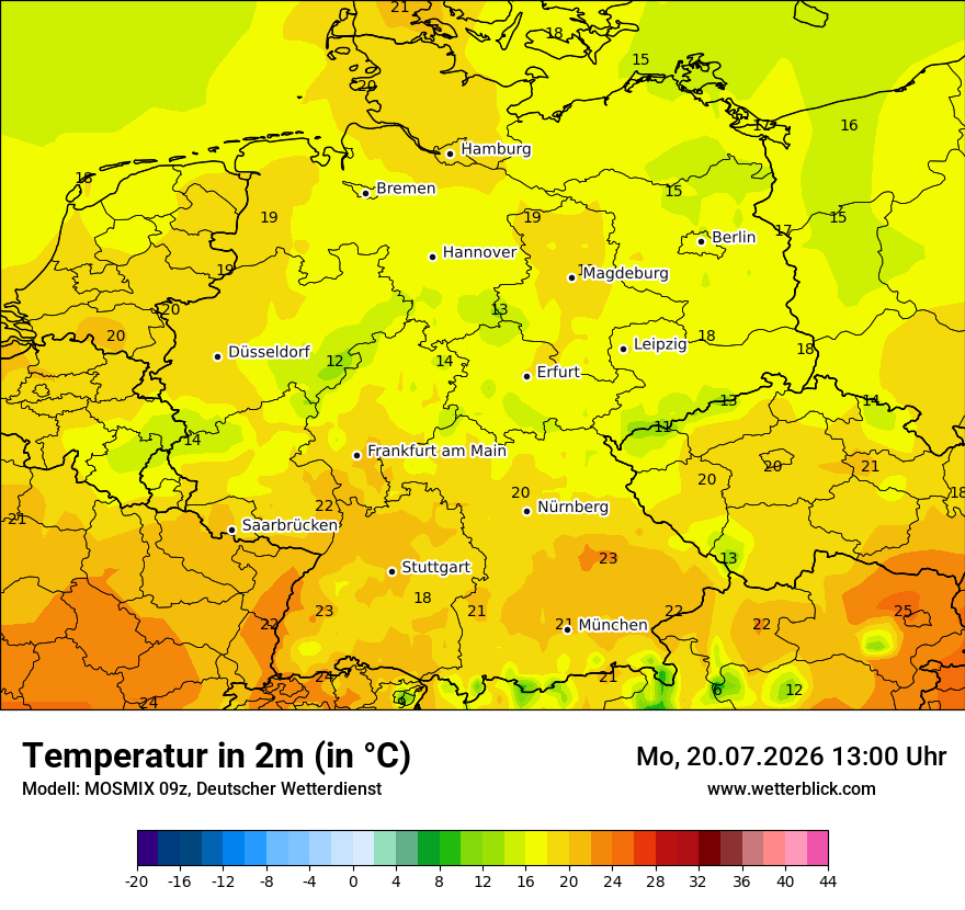 Modellkarte MOSMIX – t2m – deutschland