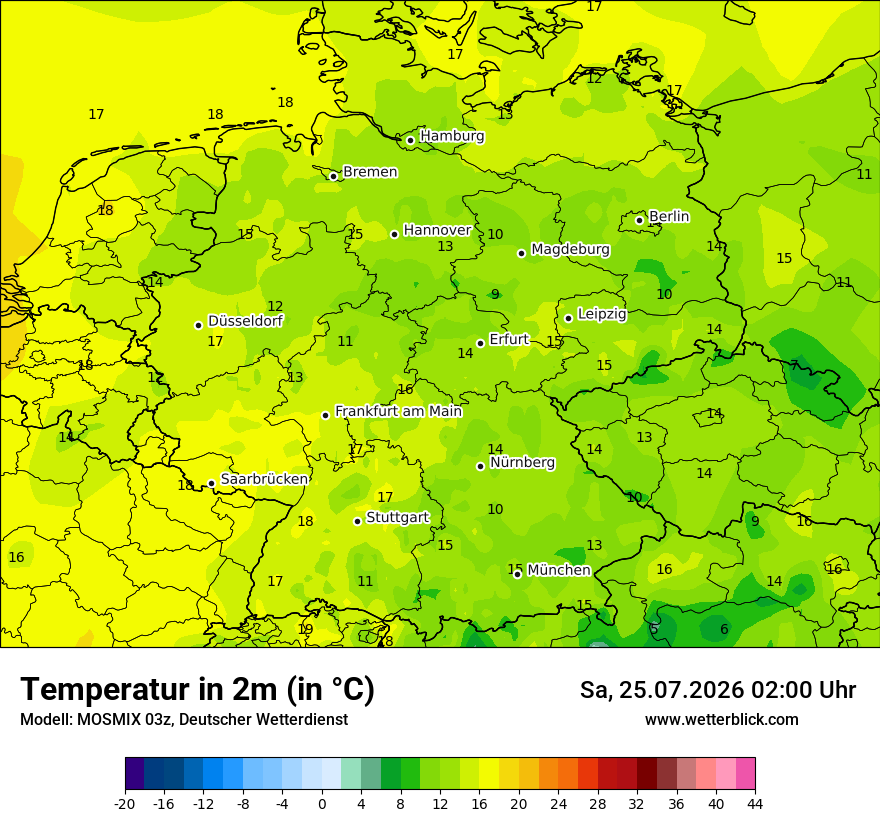 Modellkarte MOSMIX – t2m – deutschland