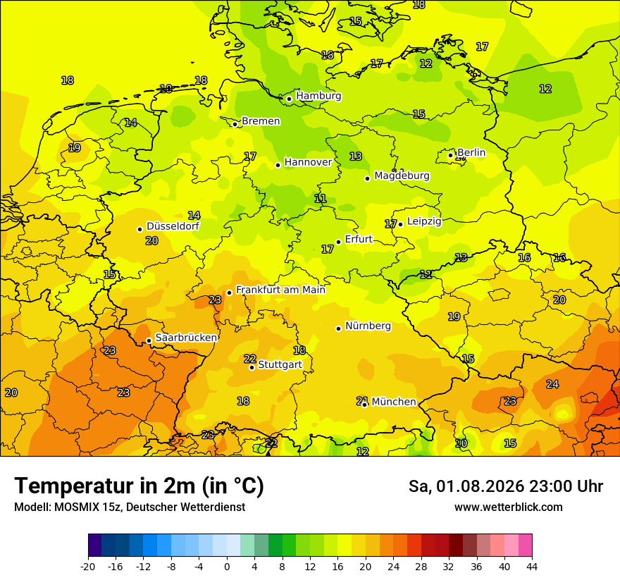Modellkarte MOSMIX – t2m – deutschland