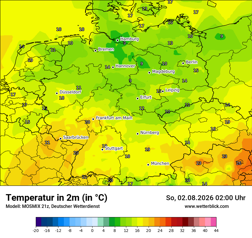 Modellkarte MOSMIX – t2m – deutschland