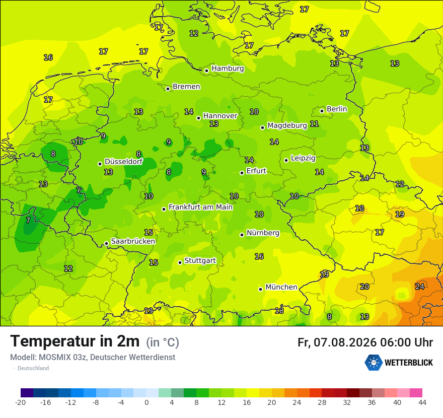 Modellkarte MOSMIX – t2m – deutschland
